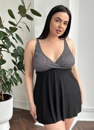 Sw3618 танкини черный раздельный купальник plus size высокие плавки