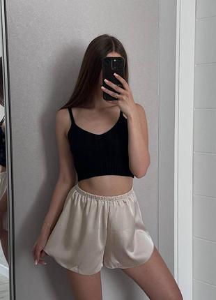 Женские летние шорты шортики шелковые базовые