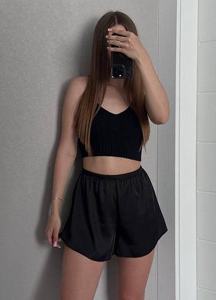 Женские летние шорты шортики шелковые базовые