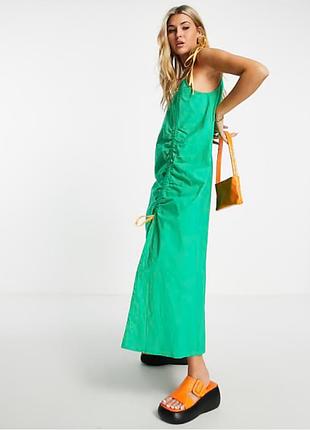 Сукня оверсайз зелена на завʼязках на високий зріст
