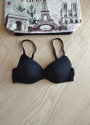 Хлопковый черный бюстгальтер 80в