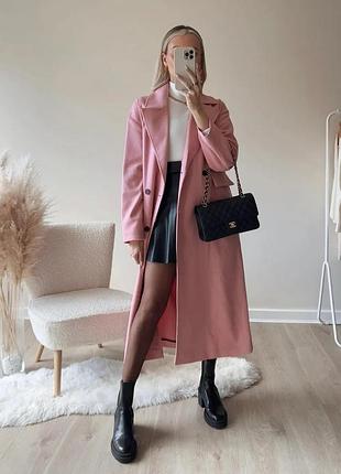 Пальто довге рожеве шерсть oversize zara 2209/059 xs s m