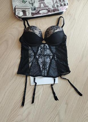 Еротичний корсет з пажами для панчіх мереживо 80с
