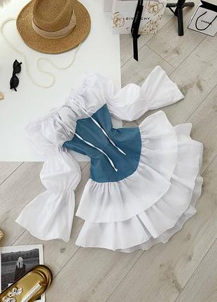 Жіноча сукня плаття літнє повітряна з імітацією корсету корсетна відкритими плечима якісна