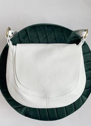 Белая женская сумка кожаная планшет мессенджер на плечо италия.