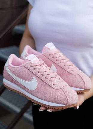 Женские кроссовки nike cortez pink white