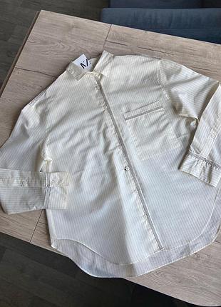 Zara нова котонова сорочка у смужку