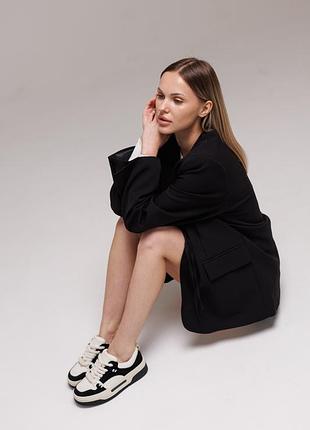 Кеды женские кожаные 590222 черно-белые