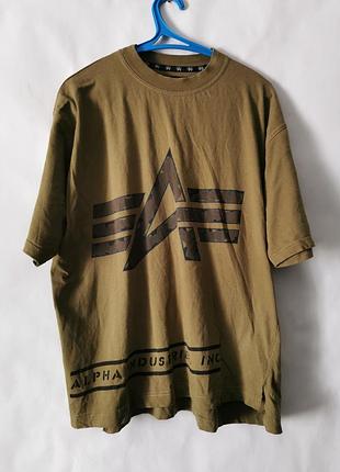 Винтажная футболка alpha industries милитари