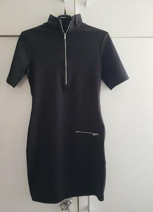 Черное трикотажное платье zara