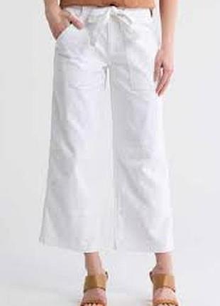 Новые белые хлопковые брюки/брюки с текстильным поясом marks and spencer. англия.