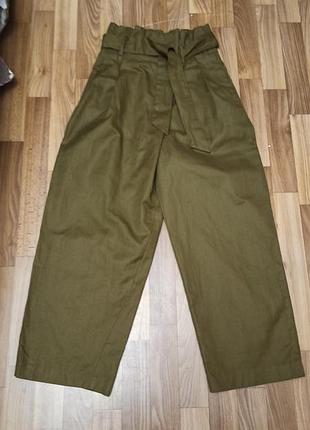 Брюки zara basic basis восьми размер замес хлопка и льна