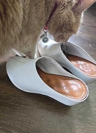 Шлепанцы мюли белые кожаные ортопедические