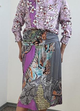 Etro, оригінал, вінтажна спідниця міді з легкого віскозного шовку