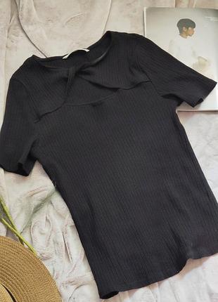 Футболка облегающая с вырезом tu трикотажная в рубчик