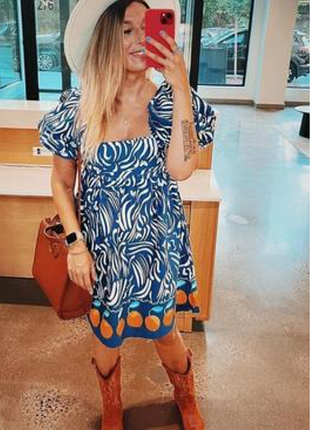 Котонова сукня з рукавами бафами р.40