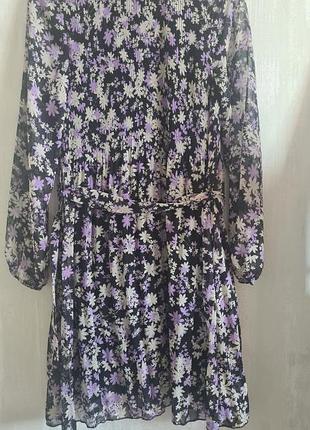 Легка сукня міді жіноча шифонова плисе в квітковий принт