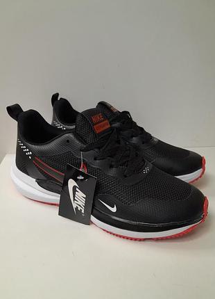 Кроссовки мужские черные с красной на белой подошве nike ю-9842. размеры: 40,41,43