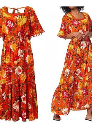 Состояние нового! яркое длинное платье р.32