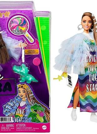 Лялька barbie extra #9 в блакитному жакеті та домашнім крокодилом (gyj78)