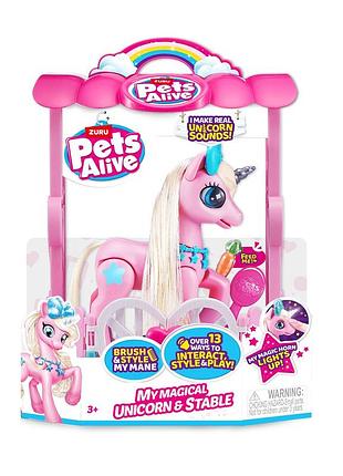 Интерактивный игровой набор pets alive - волшебный единорог в домике