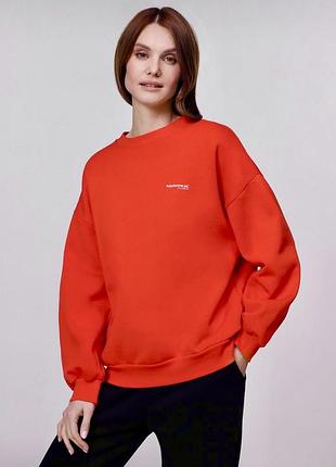 Яркая толстовка пуловер футер томатного цвета!!!