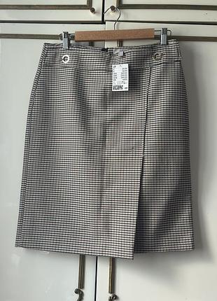 Спідниця міді із принтом гусяча лапка h&m