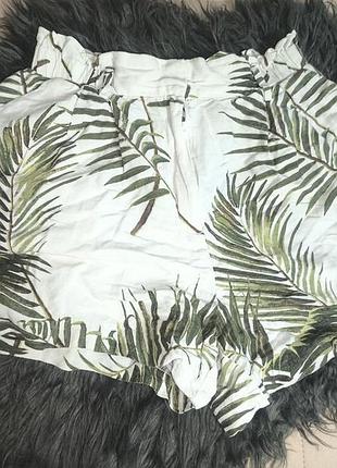 H&m, uk12 шорти тропічний лист льон віскоза