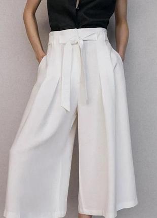 Брюки кюлоти massimo dutti світлий беж