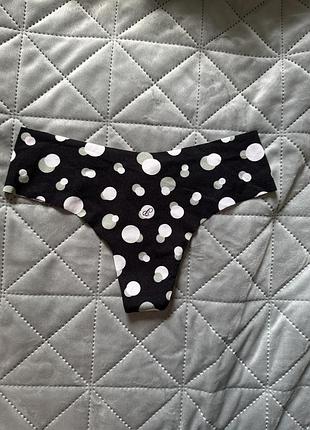 Стринги черные в горошек  бесшовные  victoria’s secret