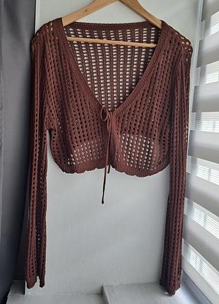 В"язаний шоколадний кардиган