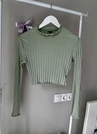 Топ shein в рубчик рукав кльош лонгслів