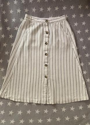 Юбка в полоску льняная миди лен s/m