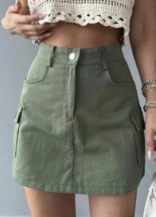 Стильна джинсова спідниця карго boohoo на високій посадці
