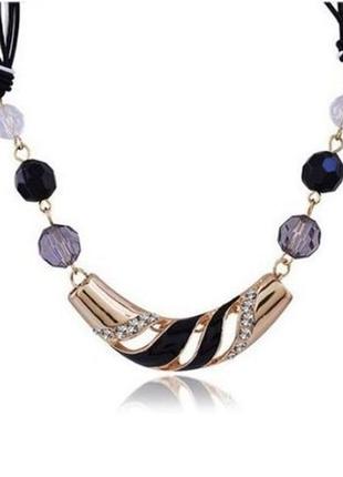 🏵нарядное колье на лентах в стразах и бусинах, новое! арт. 1784