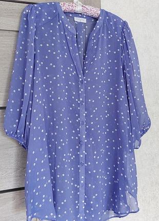 Шифонова лавандова блуза-батал у білий горошок. papaya(размер 18-20)