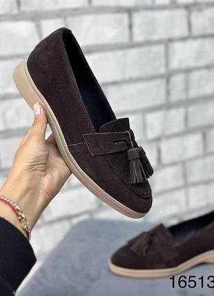 Лоферы натуральная замша