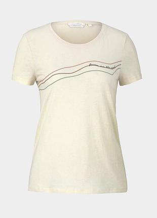 Жіноча футболка tom tailor молочний з мінімалістичним принтом