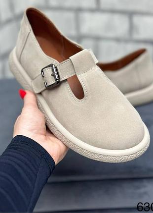 Туфли на низком ходу натуральная замша