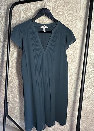 Плаття, сукня h&m, жіноча, темно зеленого кольору, матеріал поліестер, розмір m-l 2