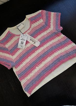 Укорочена новя вязана футболка