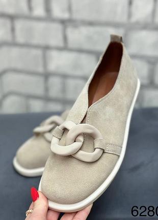 Туфли на низком ходу натуральная замша