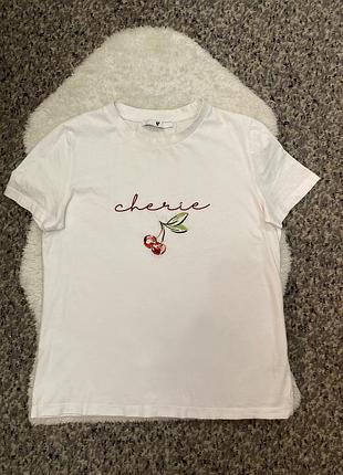 Бавовняна футболка з принтом вишеньки 100725