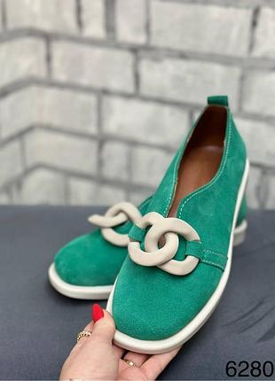 Туфли на низком ходу натуральная замша