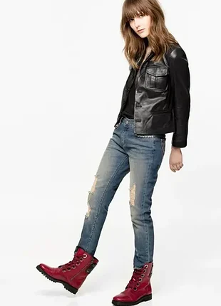 Джинсы zadig & voltaire с заклёпками и потертостями, размер 25