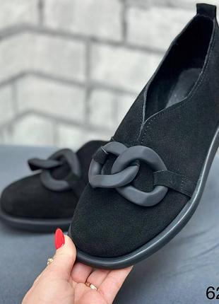 Туфли на низком ходу натуральная замша