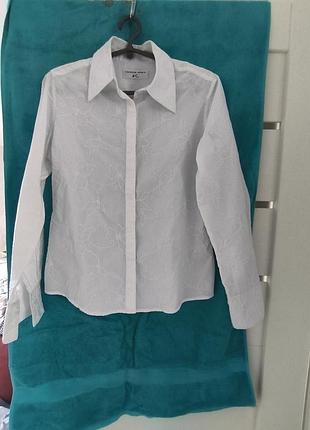 Белая блузка рубашка с белой вышивкой, размер м-l