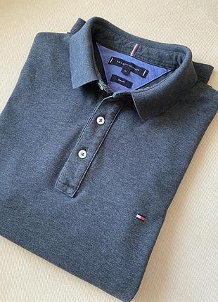 Чоловіче поло графіт🩶 меланж tommy hilfiger