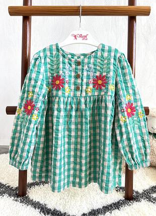 Туніка з текстурованої тканини в клітинку з вишивкою від george на 3-4 роки, 98-104 см.