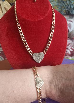 Колье и браслет, серденько